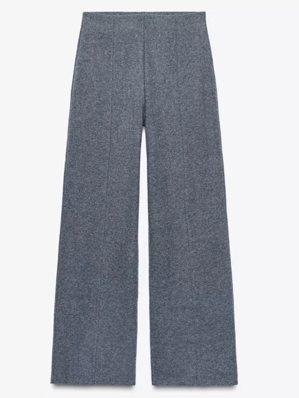 Zara Knit Palazzo Trousers With Seams, Charcoal, Size S